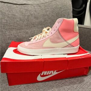 Nike Women's Pink and Cream High-Top Sneakers
